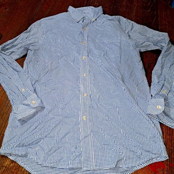 Medium Chaps Performance Blue With Long Sleeve Button Front Dress Shirt w Collar - Picture 1 of 4